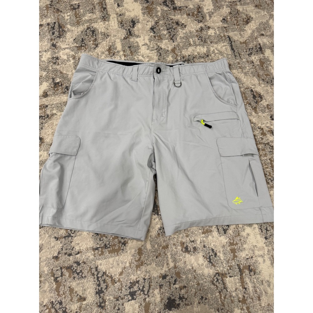 Loco Skailz Mens Fishing Cargo Shorts Grey Size 42 Quick Dry Stretch Performance